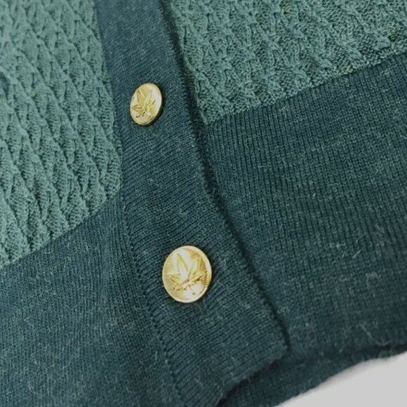 BOAST Cotton Alpaca Cardigan Textured Gold Tone Leaf Button Natural Fibers - Picture 8 of 11